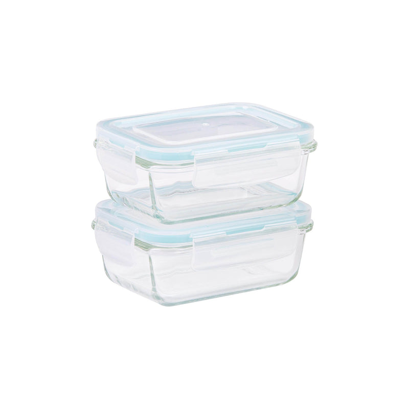 TALIONA BORO PRO 2 PIECE RECTANGLE STORAGE BOX SET 33 CL, BLUE/CLEAR COLOR