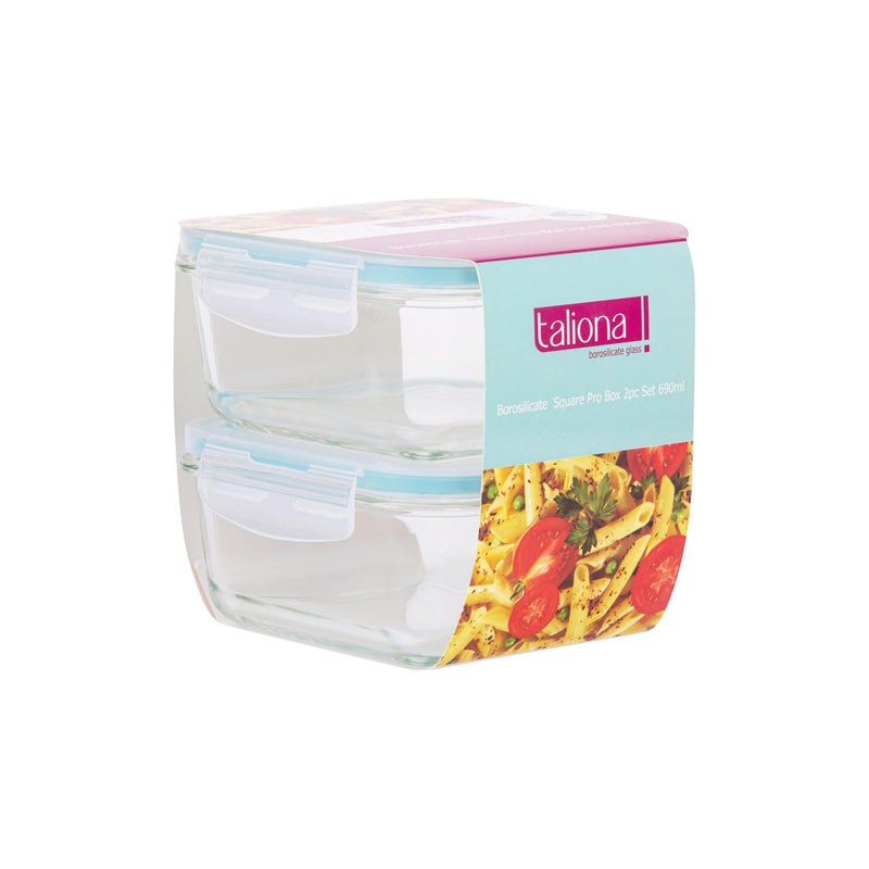 TALIONA BORO PRO 2 PIECE SQUARE STORAGE BOX SET 69 CL, BLUE/CLEAR COLOR