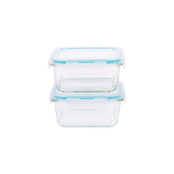 TALIONA BORO PRO 2 PIECE SQUARE STORAGE BOX SET 69 CL, BLUE/CLEAR COLOR