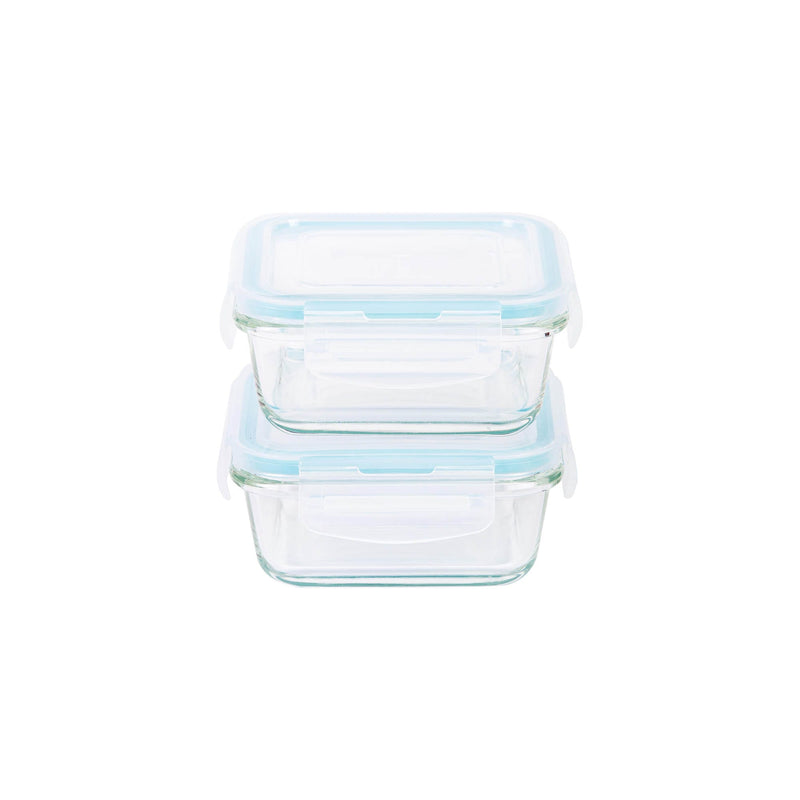 TALIONA BORO PRO 2 PIECE SQUARE STORAGE BOX SET 34 CL, BLUE/CLEAR COLOR