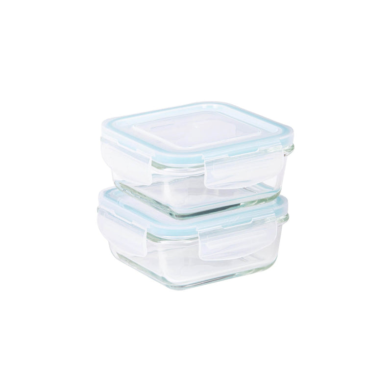 TALIONA BORO PRO 2 PIECE SQUARE STORAGE BOX SET 34 CL, BLUE/CLEAR COLOR