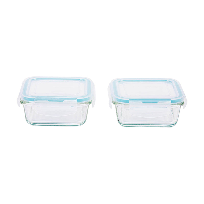 TALIONA BORO PRO 2 PIECE SQUARE STORAGE BOX SET 34 CL, BLUE/CLEAR COLOR