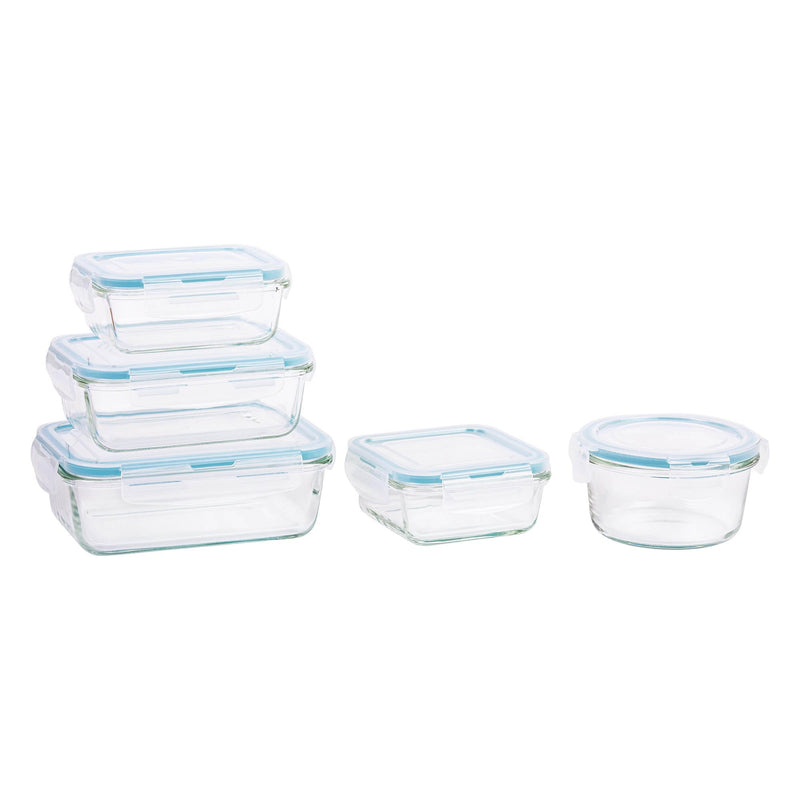 TALIONA BORO PRO 5 PIECE RECTANGLE STORAGE BOX SET, BLUE/CLEAR COLOR