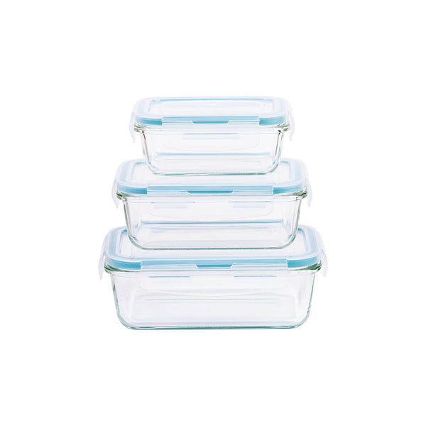 TALIONA BORO PRO 5 PIECE RECTANGLE STORAGE BOX SET, BLUE/CLEAR COLOR