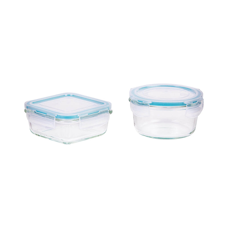 TALIONA BORO PRO 5 PIECE RECTANGLE STORAGE BOX SET, BLUE/CLEAR COLOR