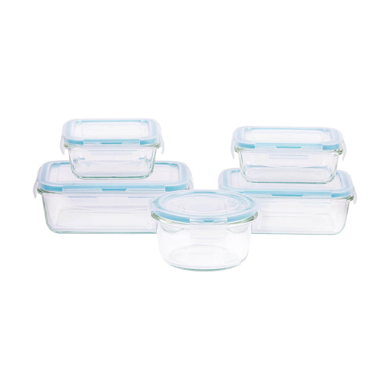 TALIONA BORO PRO 5 PIECE RECTANGLE STORAGE BOX SET, BLUE/CLEAR COLOR