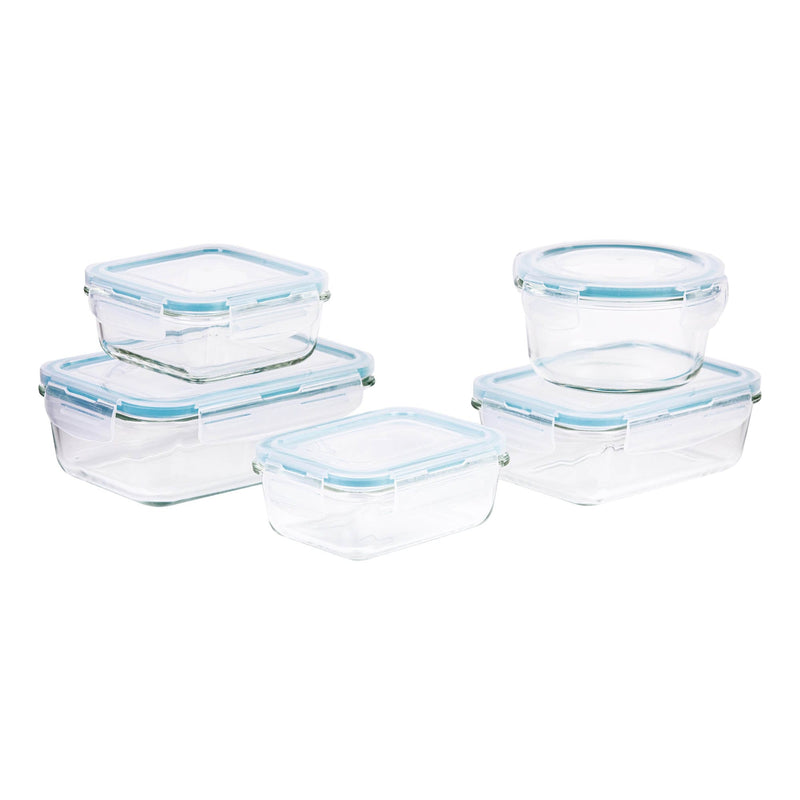 TALIONA BORO PRO 5 PIECE RECTANGLE STORAGE BOX SET, BLUE/CLEAR COLOR