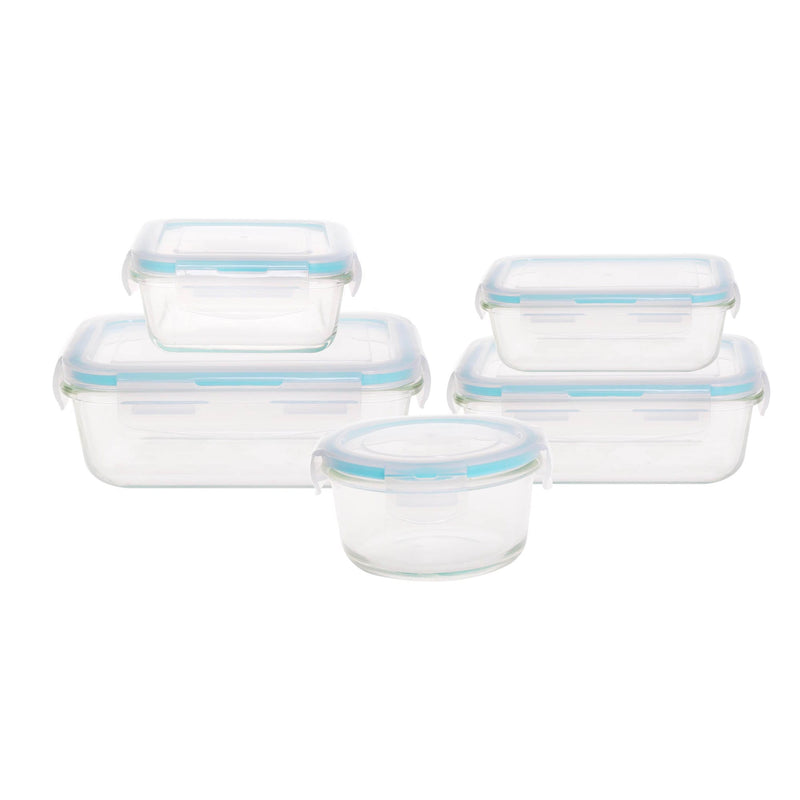 TALIONA BORO PRO 5 PIECE RECTANGLE STORAGE BOX SET, BLUE/CLEAR COLOR