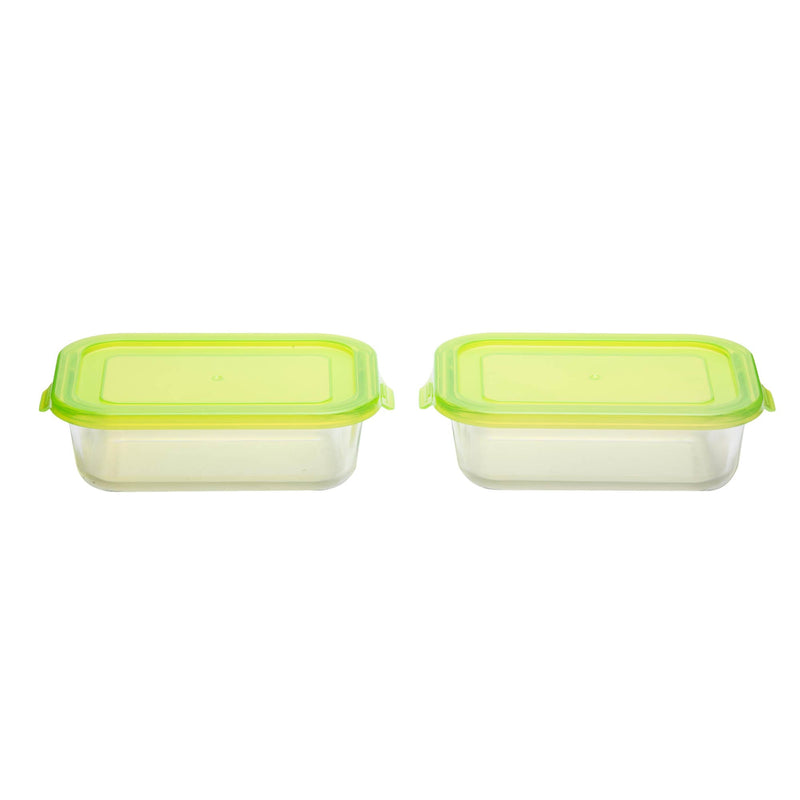 TALIONA BORO 2 PIECE RECTANGLE STORAGE BOX SET 64 CL, GREEN/CLEAR COLOR