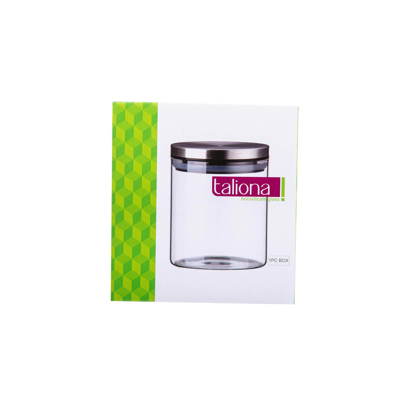 TALIONA BROSILICATE GLASS CANISTER 600 ML, SILVER/CLEAR