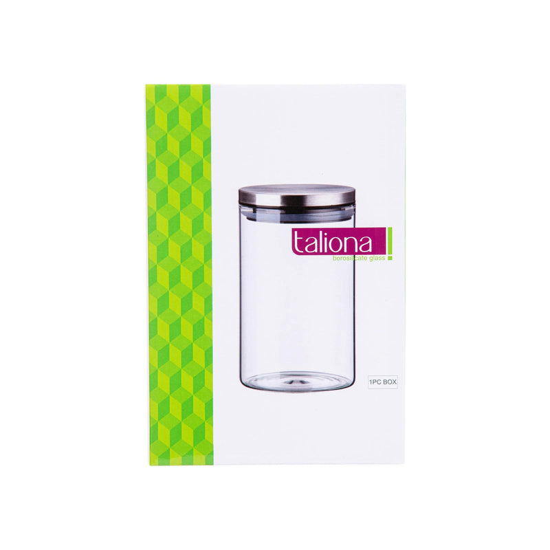 TALIONA BROSILICATE GLASS CANISTER 900 ML, SILVER/CLEAR