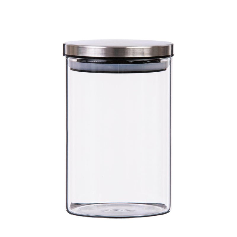 TALIONA BROSILICATE GLASS CANISTER 900 ML, SILVER/CLEAR