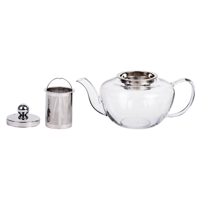 TALIONA CLASSIC TEA POT WITH STAINLESS STEEL FILTER AND LID 500 ML, SILVER/CLEAR COLOR