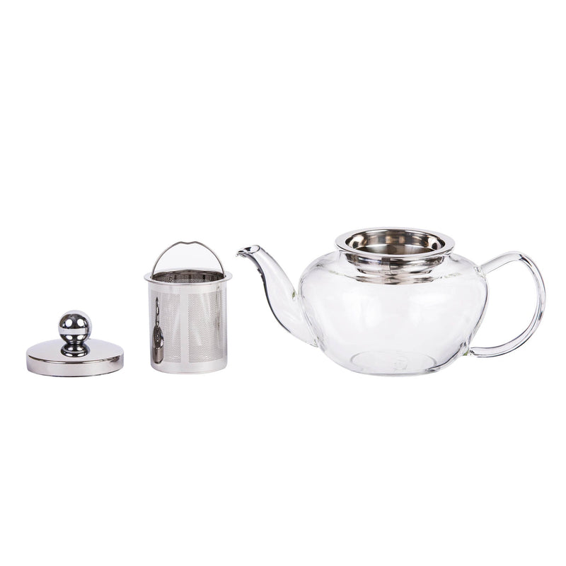 TALIONA CLASSIC TEA POT WITH STAINLESS STEEL FILTER AND LID 1000 ML, SILVER/CLEAR COLOR