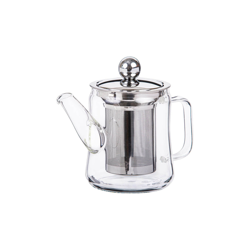 TALIONA GLASS TEA POT WITH STAINLESS STEEL FILTER AND PLASTIC LID 400 ML, BLACK/CLEAR COLOR