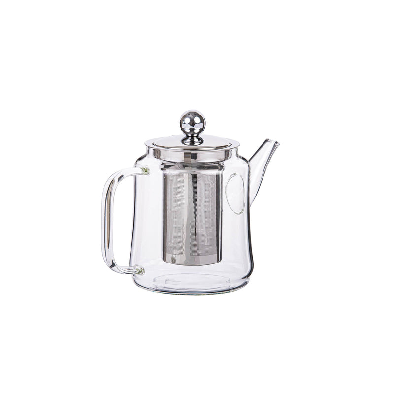 TALIONA GLASS TEA POT WITH STAINLESS STEEL FILTER AND PLASTIC LID 800 ML, BLACK/CLEAR COLOR