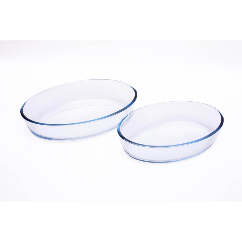 TALIONA BOROSILICATE  GLASS 2 PIECE OVAL BAKEWARE SET 1.6+2.4 LITER, CLEAR