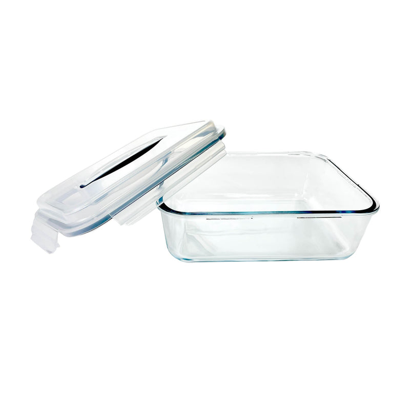 TALIONA BOROSILICATE  GLASS RACTANGLE BAKEWARE BOX WITH LID 4.5 LITER, BLUE/CLEAR COLOR