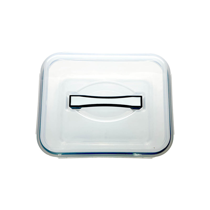 TALIONA BOROSILICATE  GLASS RACTANGLE BAKEWARE BOX WITH LID 4.5 LITER, BLUE/CLEAR COLOR