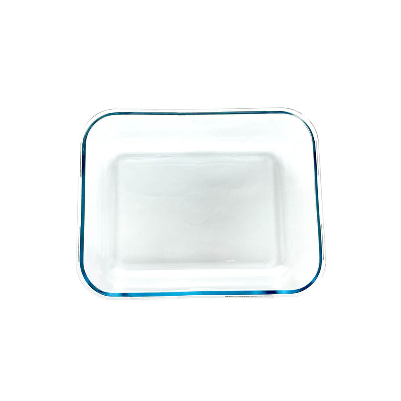 TALIONA BOROSILICATE  GLASS RACTANGLE BAKEWARE BOX WITH LID 4.5 LITER, BLUE/CLEAR COLOR