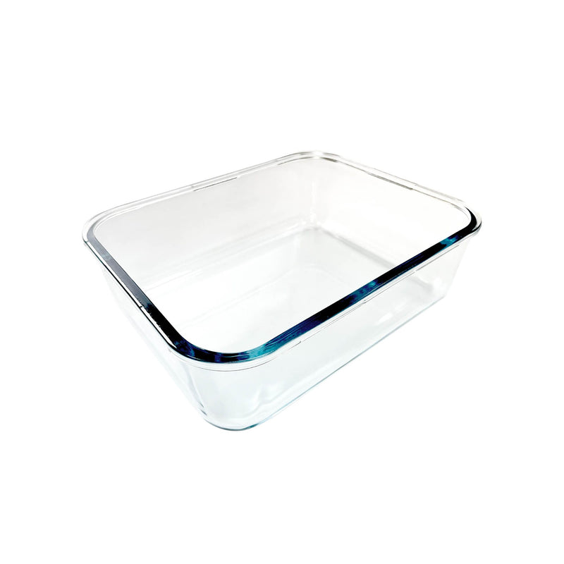 TALIONA BOROSILICATE  GLASS RACTANGLE BAKEWARE BOX WITH LID 4.5 LITER, BLUE/CLEAR COLOR