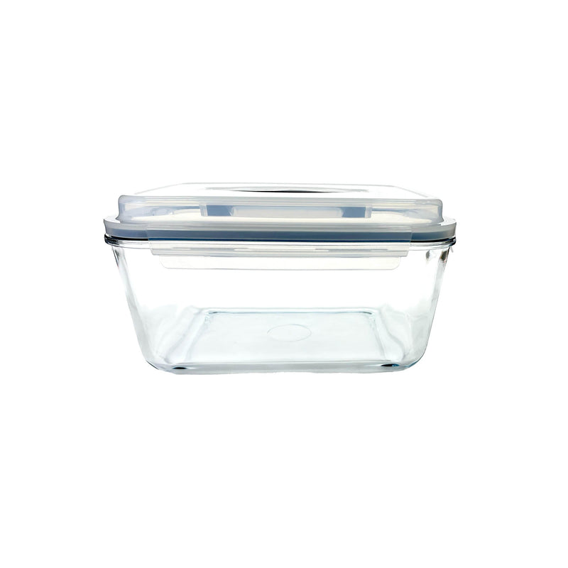 TALIONA BOROSILICATE  GLASS RACTANGLE BAKEWARE BOX WITH LID 6.5 LITER, BLUE/CLEAR COLOR