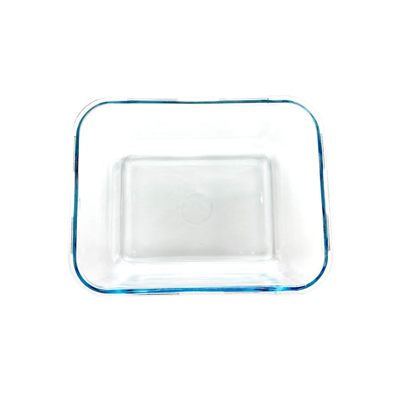 TALIONA BOROSILICATE  GLASS RACTANGLE BAKEWARE BOX WITH LID 6.5 LITER, BLUE/CLEAR COLOR