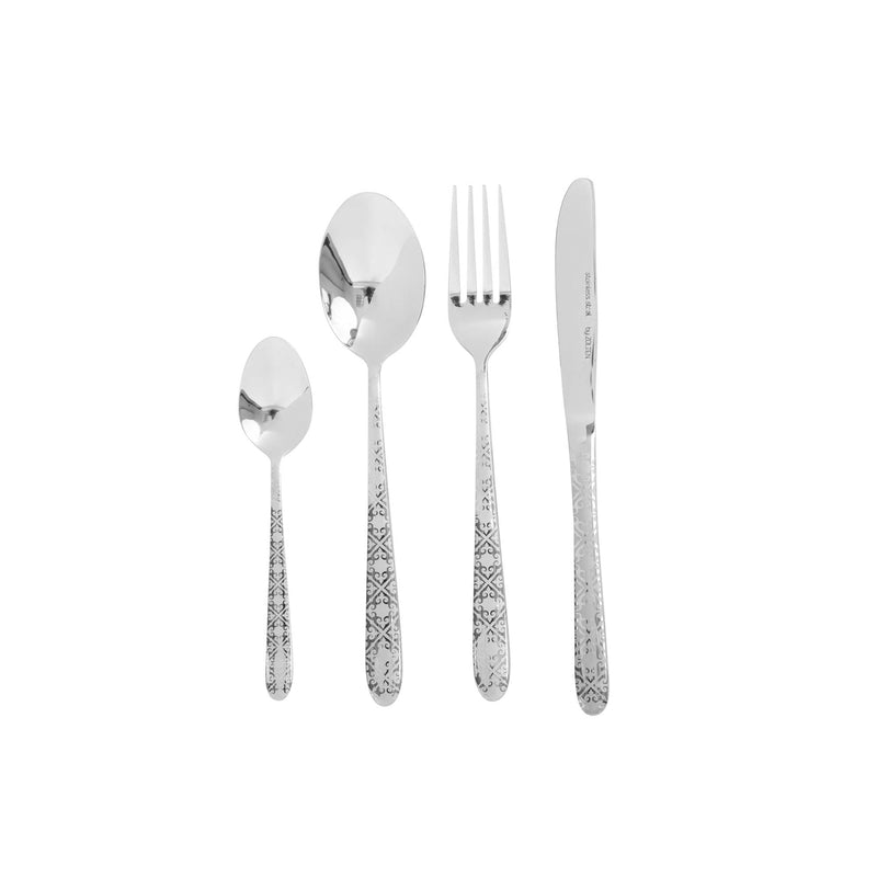 ZOLTEN 128 PIECE SATIN STAINLESS STELL CUTLERY SET, SILVER COLOR