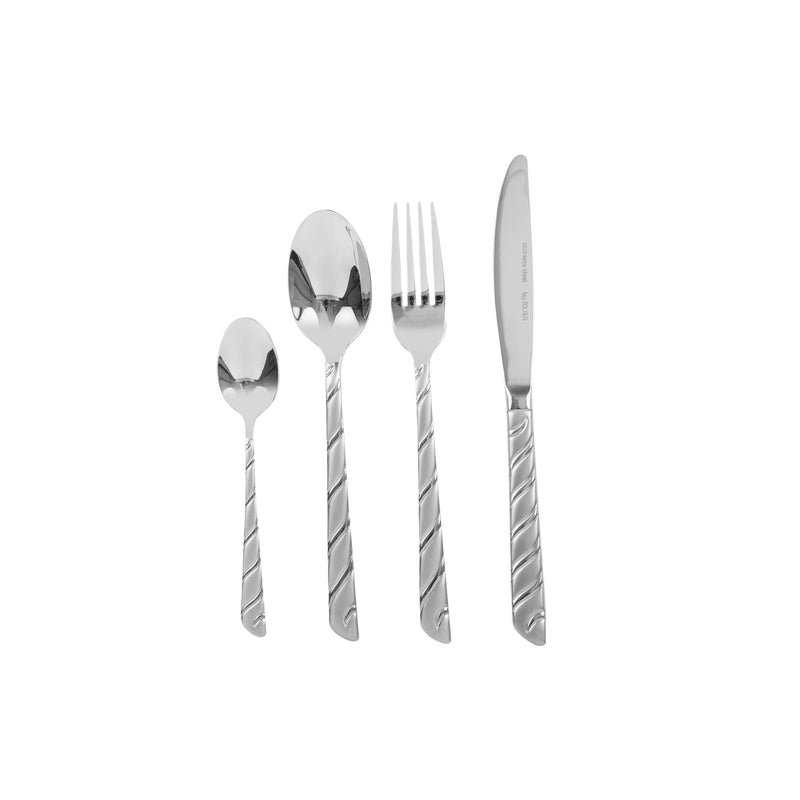 ZOLTEN 128 PIECE SATIN STAINLESS STELL CUTLERY SET, SILVER COLOR