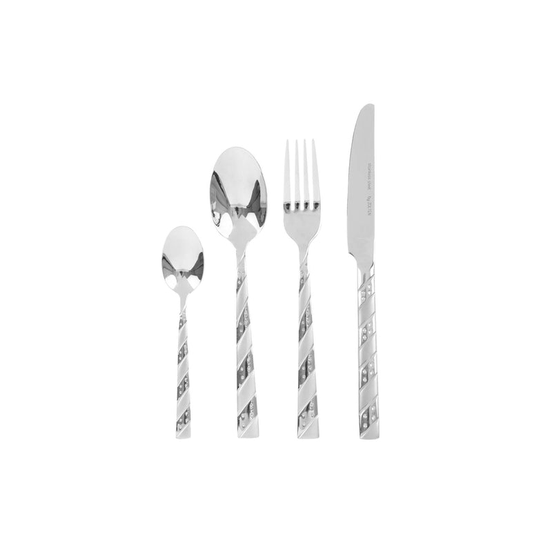 ZOLTEN 128 PIECE SATIN STAINLESS STELL CUTLERY SET, SILVER COLOR