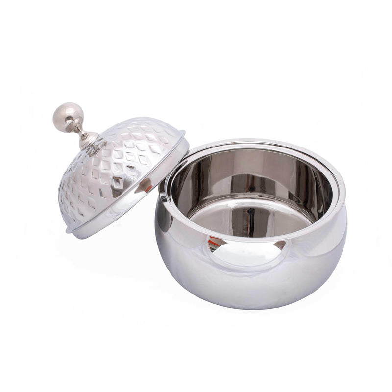 ZOLTEN STAINLESS STEEL DIAMOND HOTPOT WITH SILVER KNOB 2 LITER, SILVER COLOR