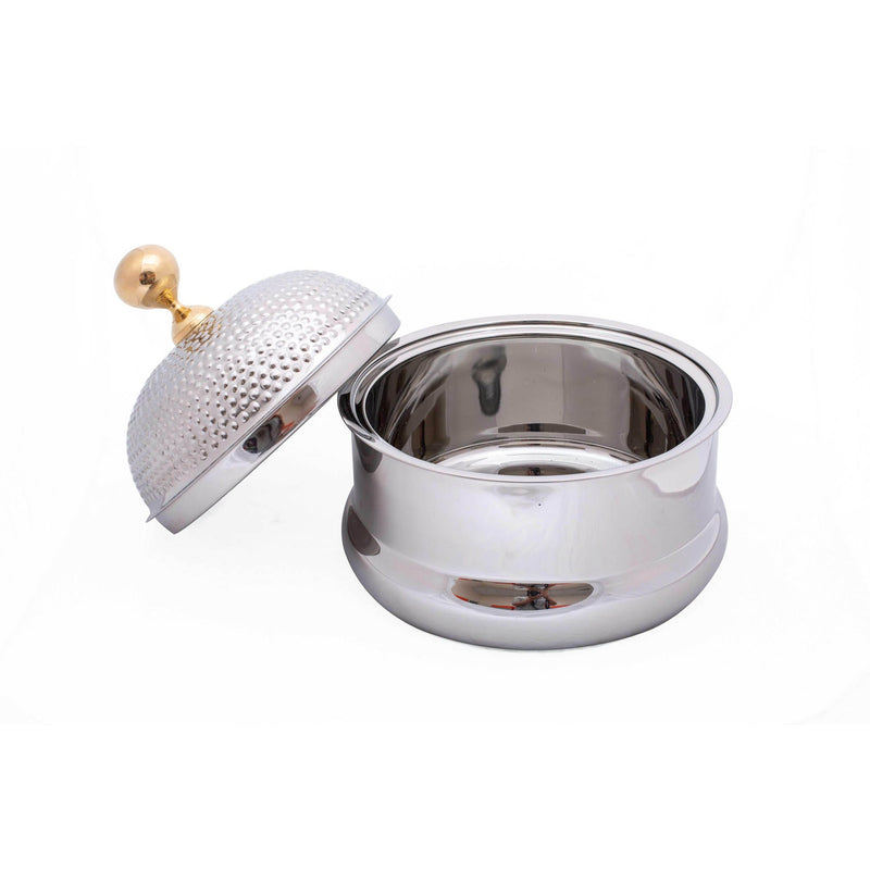 ZOLTEN STAINLESS STEEL PEARL HOTPOT WITH GOLD KNOB 4 LITER, SILVER COLOR