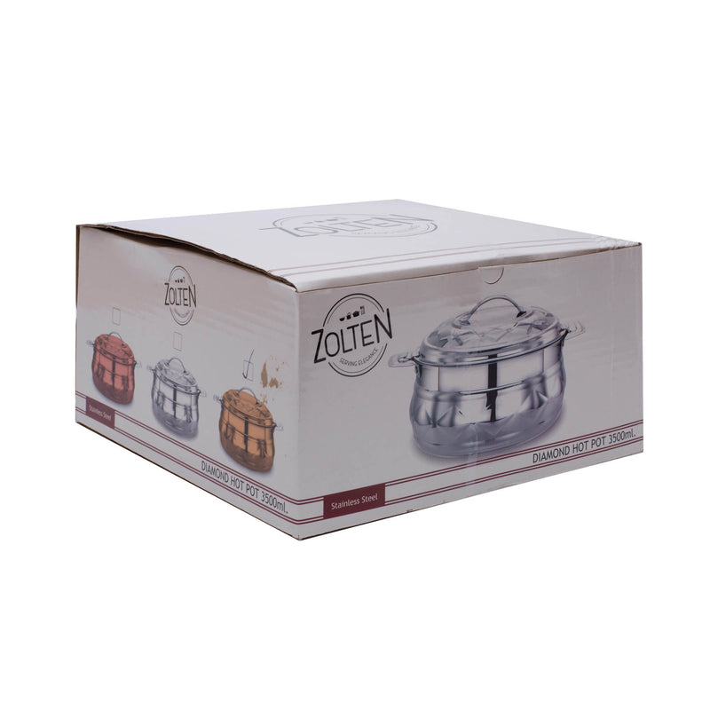 ZOLTEN STAINLESS STEEL NEW DIAMOND HOTPOT 3.5 LITER, SILVER COLOUR