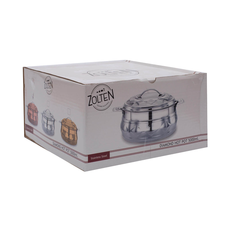 ZOLTEN STAINLESS STEEL NEW DIAMOND HOTPOT 5 LITER, SILVER COLOUR