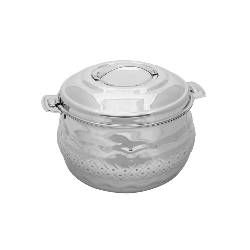 ZOLTEN STAINLESS STEEL WAVES HOTPOT WITH NAKSHI BOTTOM 2.5 LITER, SILVER COLOUR