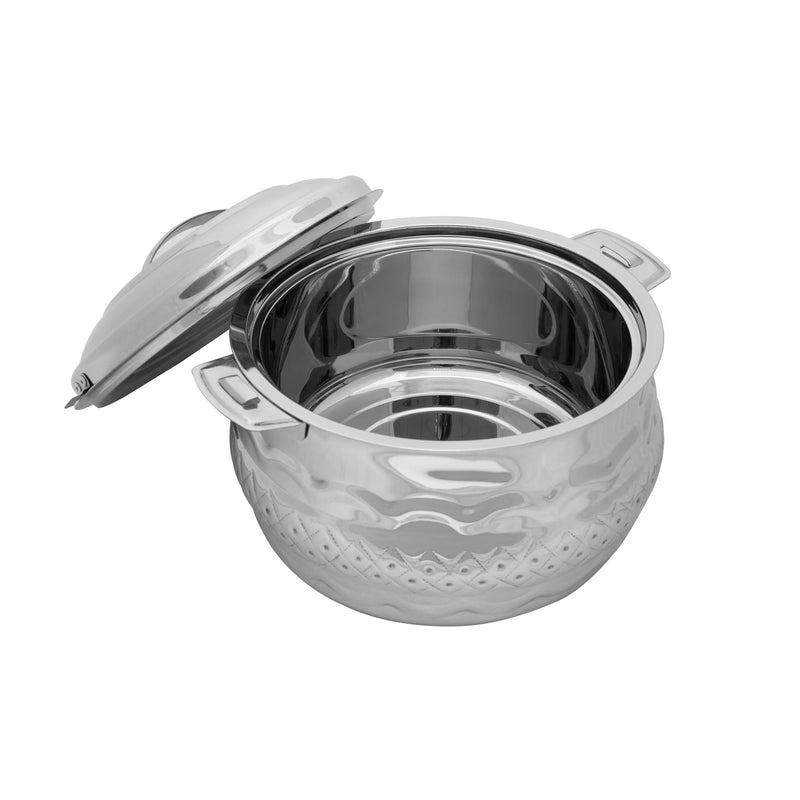 ZOLTEN STAINLESS STEEL WAVES HOTPOT WITH NAKSHI BOTTOM 2.5 LITER, SILVER COLOUR