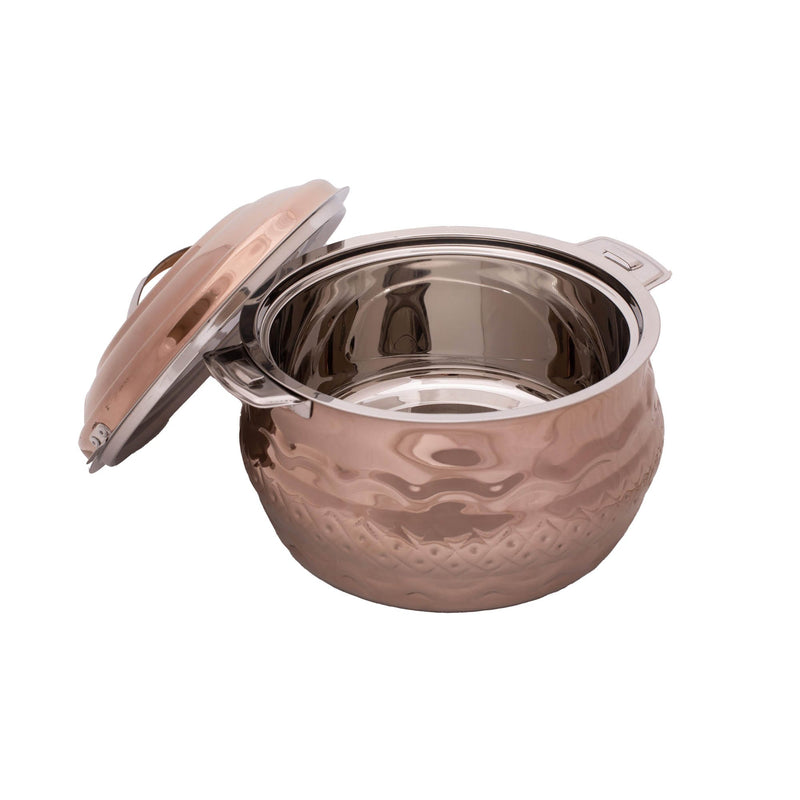 ZOLTEN STAINLESS STEEL WAVES HOTPOT WITH NAKSHI BOTTOM 1.5 LITER, ROSE GOLD COLOUR