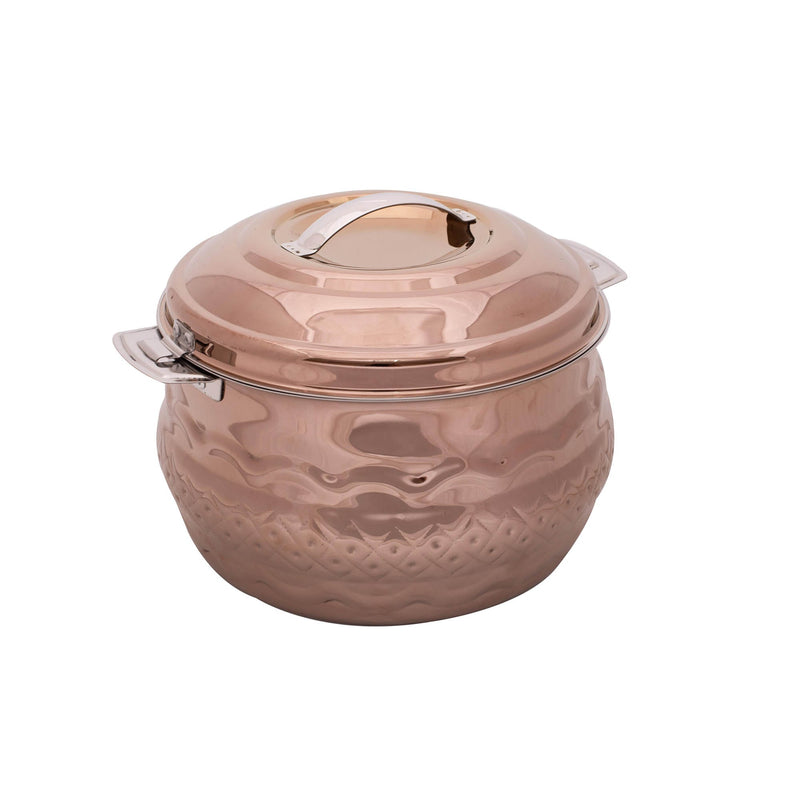 ZOLTEN STAINLESS STEEL WAVES HOTPOT WITH NAKSHI BOTTOM 3.5 LITER, ROSE GOLD COLOUR