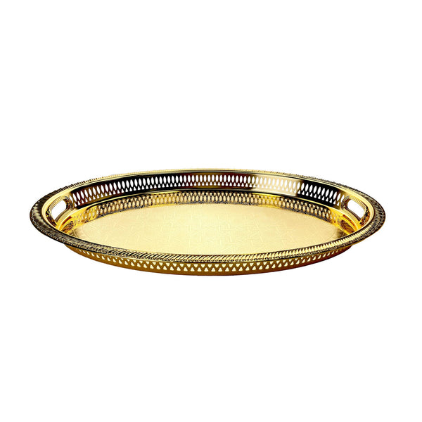 ZOLTEN SILVERPLATED LARGE SIZE OVAL TRAY 60.2X44.1CM, GOLD COLOUR