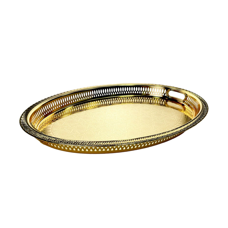 ZOLTEN SILVERPLATED LARGE SIZE OVAL TRAY 60.2X44.1CM, GOLD COLOUR