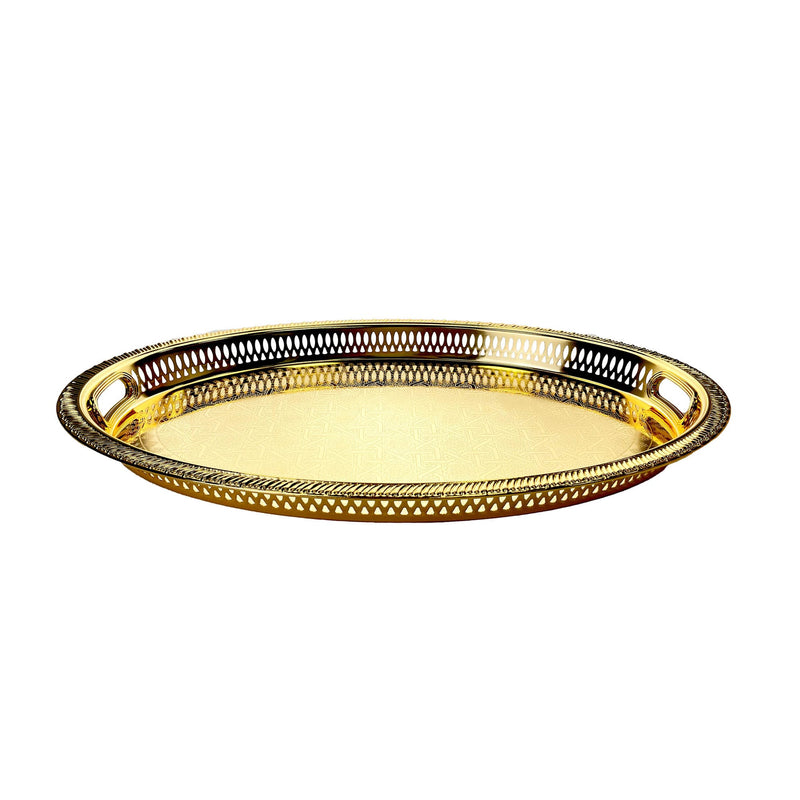 ZOLTEN SILVERPLATED MEDIUM SIZE OVAL TRAY 53.8X39 CM, GOLD COLOUR