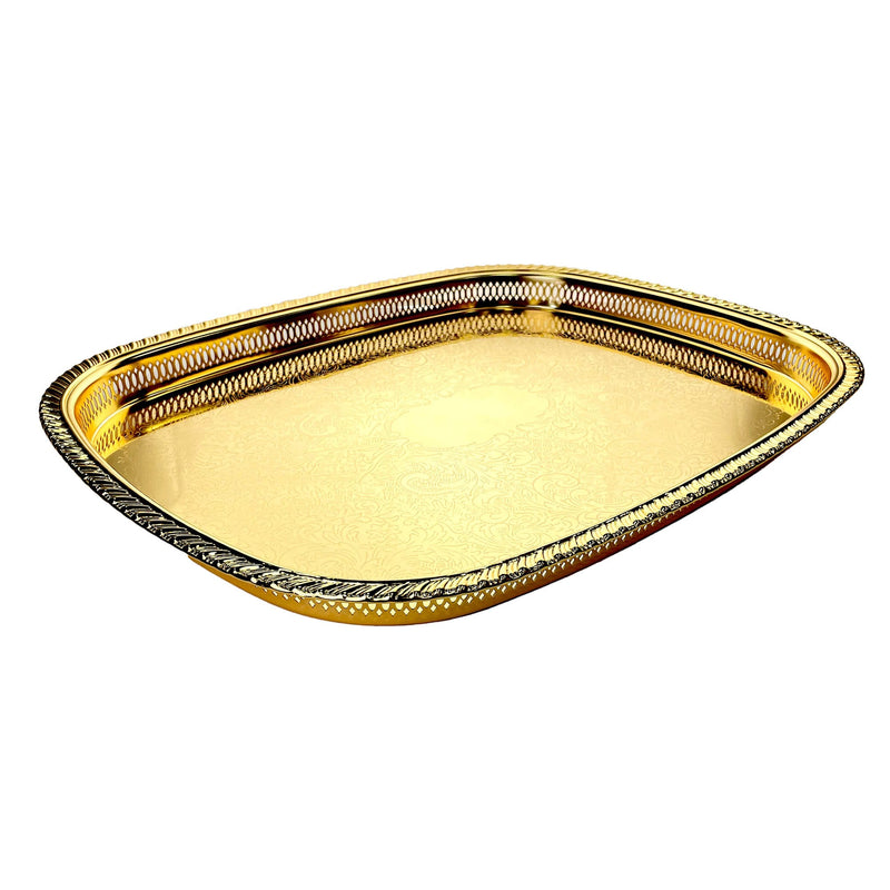 ZOLTEN SILVERPLATED LARGE SIZE RECTANGLE TRAY 55.3X40 CM, GOLD COLOUR