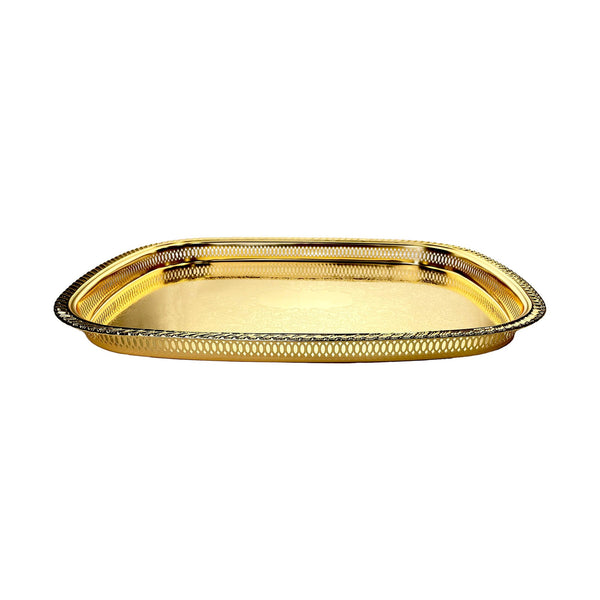 ZOLTEN SILVERPLATED LARGE SIZE RECTANGLE TRAY 55.3X40 CM, GOLD COLOUR