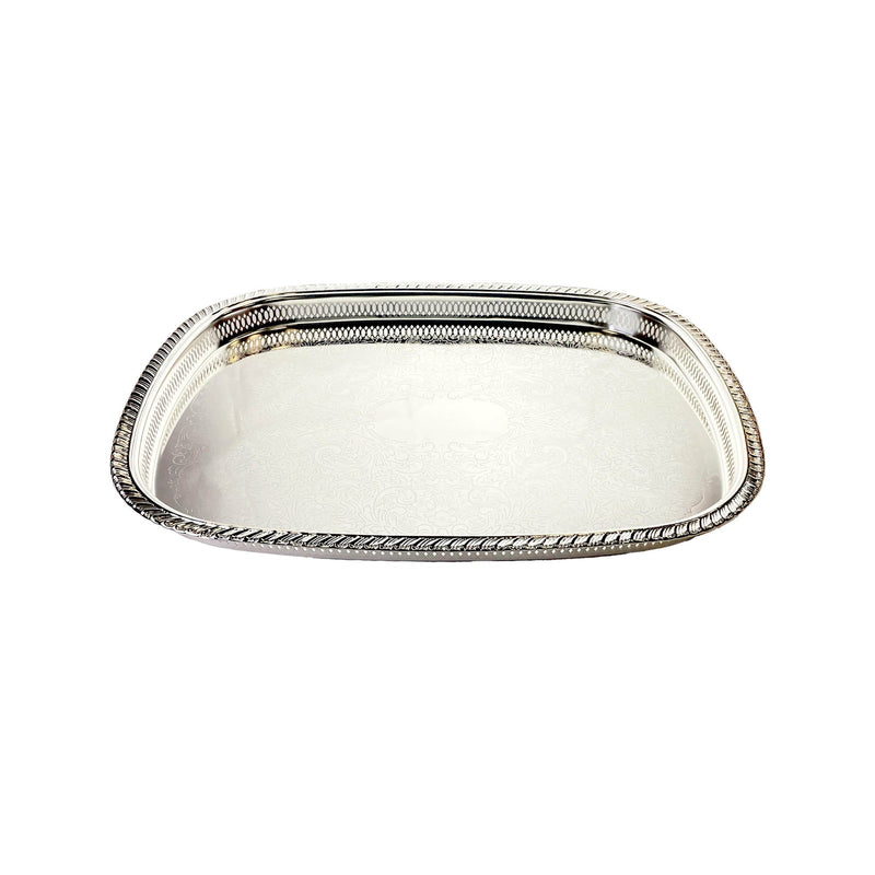 ZOLTEN SILVERPLATED MEDIUM SIZE RECTANGLE TRAY 45.3X34.5 CM, SILVER COLOUR