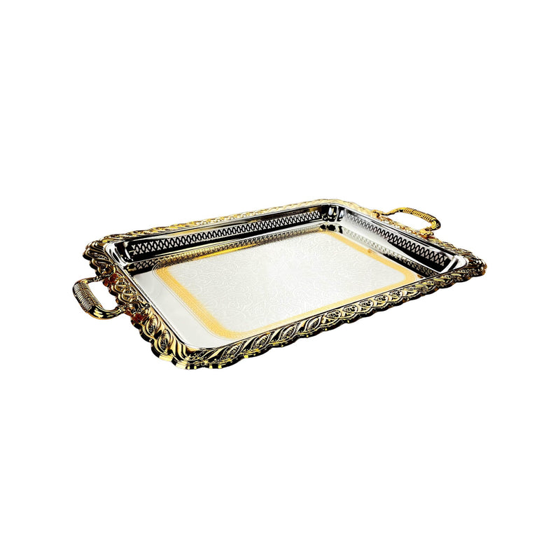 ZOLTEN SILVERPLATED LARGE SIZE RECTANGLE TRAY 59.6X46.6 CM, GOLD/SILVER COLOUR