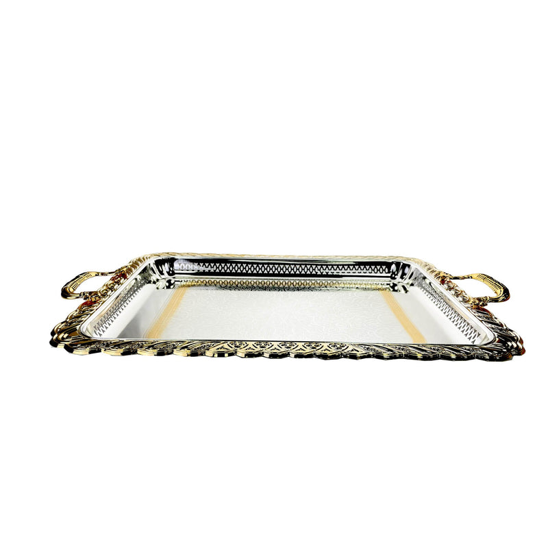 ZOLTEN SILVERPLATED LARGE SIZE RECTANGLE TRAY 59.6X46.6 CM, GOLD/SILVER COLOUR