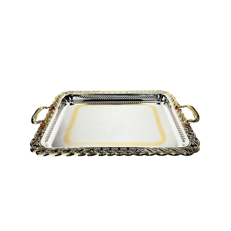 ZOLTEN SILVERPLATED LARGE SIZE RECTANGLE TRAY 59.6X46.6 CM, GOLD/SILVER COLOUR