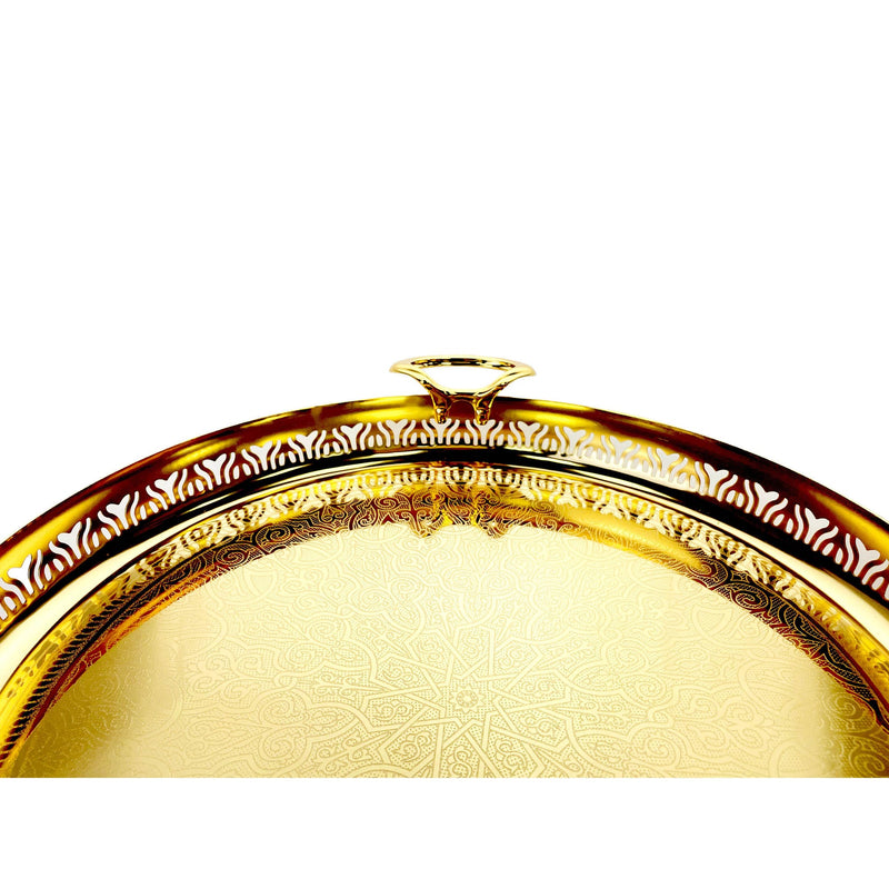 ZOLTEN SILVERPLATED SMALL SIZE ROUND TRAY 35X5.6 CM, GOLD COLOUR