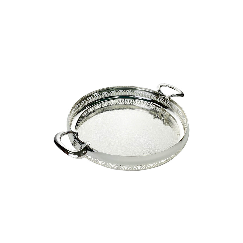 ZOLTEN SILVERPLATED SMALL SIZE ROUND TRAY 35X5.6 CM, SILVER COLOUR