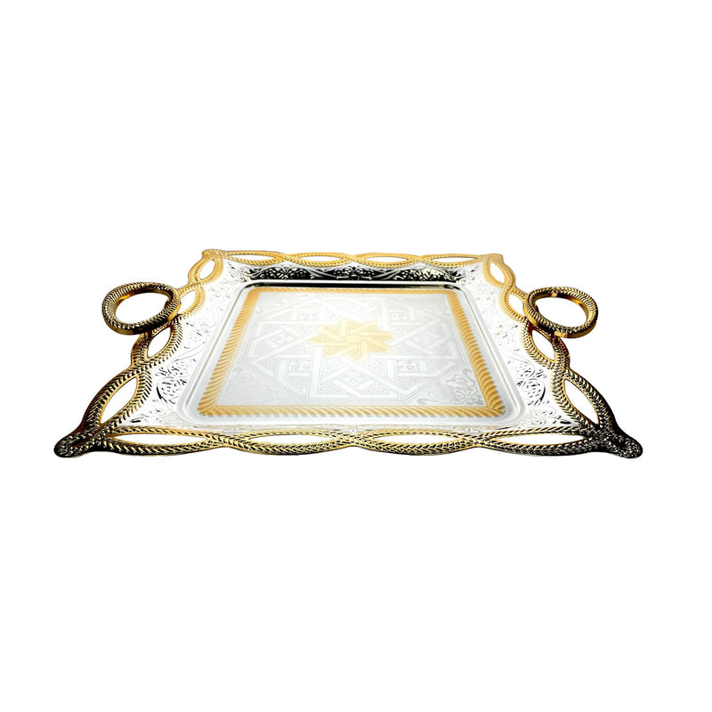 ZOLTEN SILVERPLATED LARGE SIZE SQUARE TRAY 47X47 CM, GOLD/SILVER COLOUR